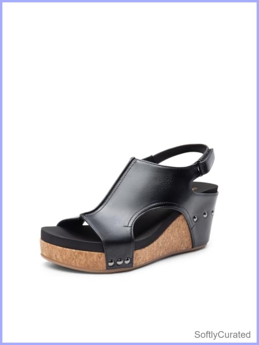 Peep Toe Platform Wedge Sandals Slingback Faux Leather Women's